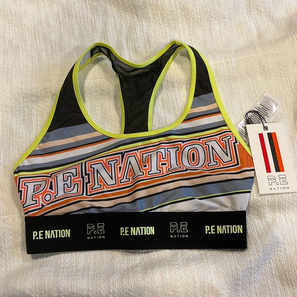 P.E. Nation LINE POINT SPORTS BRA Small yellow NWT